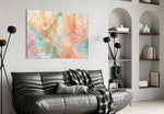 Blush Peach and Mint Marbled Petals Glass Wall Art