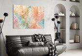 Blush Peach and Mint Marbled Petals Glass Wall Art