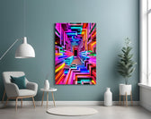 Neon Rainbow Infinity Corridor Glass Wall Art