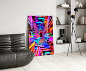 Neon Rainbow Infinity Corridor Glass Wall Art