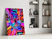 Neon Rainbow Infinity Corridor Glass Wall Art