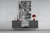 Monochrome Timber Infinity Corridor Glass Wall Art