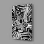 Monochrome Timber Infinity Corridor Glass Wall Art