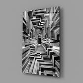 Monochrome Timber Infinity Corridor Glass Wall Art