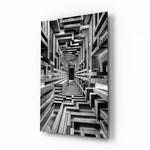 Monochrome Timber Infinity Corridor Glass Wall Art