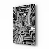 Monochrome Timber Infinity Corridor Glass Wall Art