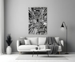 Monochrome Timber Infinity Corridor Glass Wall Art