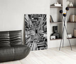 Monochrome Timber Infinity Corridor Glass Wall Art
