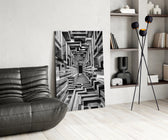 Monochrome Timber Infinity Corridor Glass Wall Art