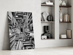 Monochrome Timber Infinity Corridor Glass Wall Art