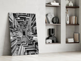 Monochrome Timber Infinity Corridor Glass Wall Art