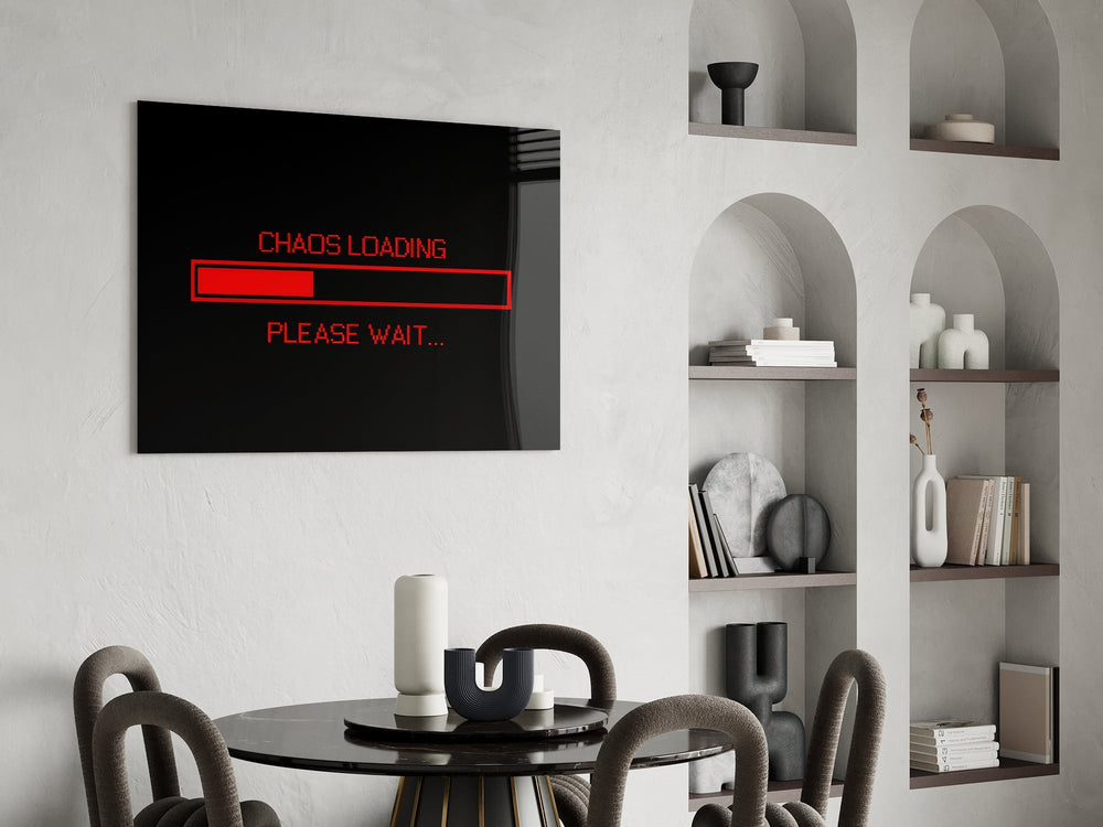 Chaos Loading Red Progress Bar Glass Wall Art