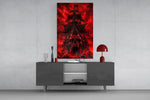 Ghost Pirate Ship Crimson Skull Bow Glass Wall Art