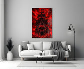 Ghost Pirate Ship Crimson Skull Bow Glass Wall Art