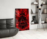 Ghost Pirate Ship Crimson Skull Bow Glass Wall Art