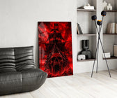 Ghost Pirate Ship Crimson Skull Bow Glass Wall Art