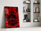 Ghost Pirate Ship Crimson Skull Bow Glass Wall Art