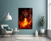 Fire Dragon Ember Eyes Flame Breath Glass Wall Art