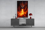 Fire Dragon Ember Eyes Flame Breath Glass Wall Art