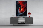 Red Candle in Cupped Hand Smoke Glass Wall Art