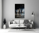 Galloping Horse Herd Lightning Storm Glass Wall Art