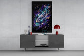 Cosmic Whale Nebula and Astronaut Glass Wall Art