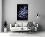 Cosmic Whale Nebula and Astronaut Glass Wall Art