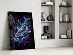 Cosmic Whale Nebula and Astronaut Glass Wall Art