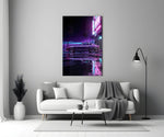 Purple Fastback Coupe Synthwave Glass Wall Art