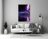 Purple Fastback Coupe Synthwave Glass Wall Art