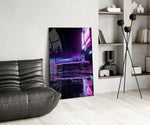 Purple Fastback Coupe Synthwave Glass Wall Art