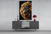 Molten Lava Mane Roaring Lion Glass Wall Art