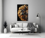Molten Lava Mane Roaring Lion Glass Wall Art