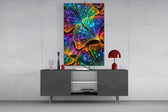 Rainbow Neon Ginkgo Leaves Glass Wall Art