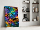 Rainbow Neon Ginkgo Leaves Glass Wall Art