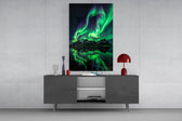 Green Aurora Mirrored Peaks Glass Wall Art