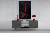 Red Doorway Cloaked Figure Glass Wall Art
