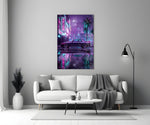 Neon Street Purple Sports Coupe Glass Wall Art