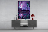 Neon Street Purple Sports Coupe Glass Wall Art