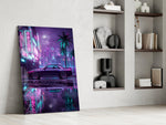 Neon Street Purple Sports Coupe Glass Wall Art