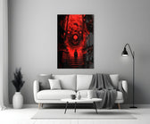 Crimson Many-Eyed Monster Alley Glass Wall Art