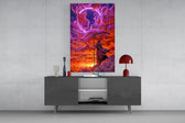 Neon Ring Hooded Reaper in Clouds Glass Wall Art