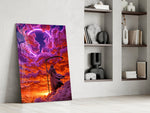 Neon Ring Hooded Reaper in Clouds Glass Wall Art