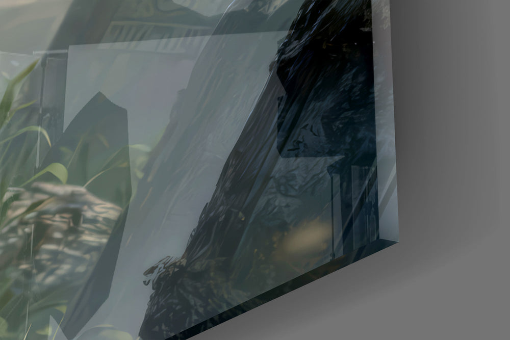 Coffee Cup Zombie in Misty Graveyard Glass Wall Art