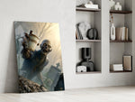 Coffee Cup Zombie in Misty Graveyard Glass Wall Art