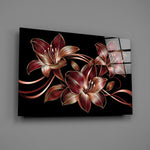 Crimson Gold Lily Trio Glass Wall Art