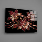Crimson Gold Lily Trio Glass Wall Art