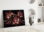 Crimson Gold Lily Trio Glass Wall Art