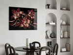 Crimson Gold Lily Trio Glass Wall Art