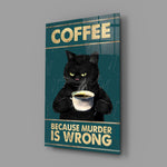 Grumpy Black Cat Coffee Glass Wall Art
